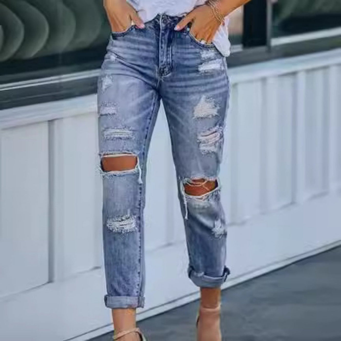 Gescheurde Slim-fit Jeans voor Dames